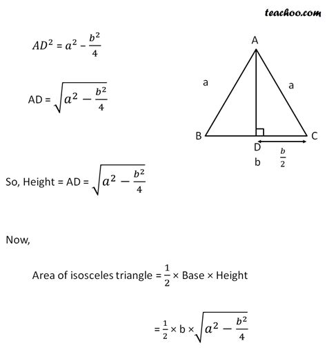 Area Of Isosceles Triangle Formula With Examples Teachoo