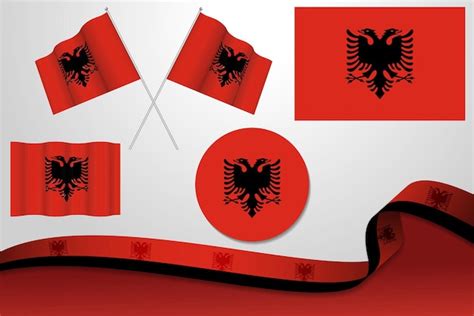 Premium Vector Set Of Albania Flags In Different Designs Icon Flaying