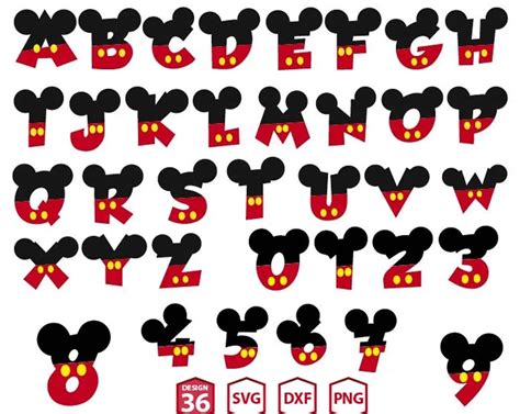 Mickey Mouse Font Svg Mickey Alphabet Svg Mickey Numbers Letters Svg