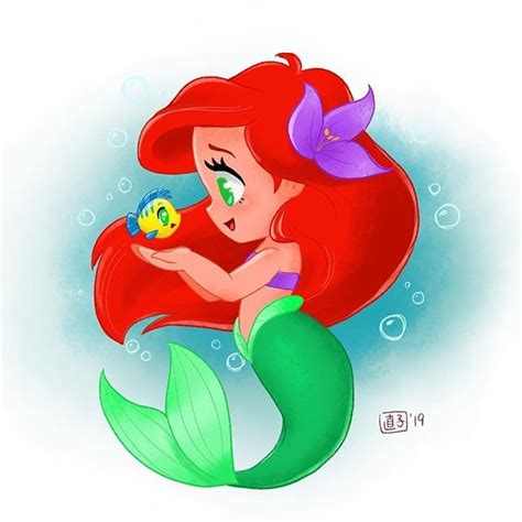 Young Ariel By Naoko Mullally Disney Drawings Kawaii Disney Cute