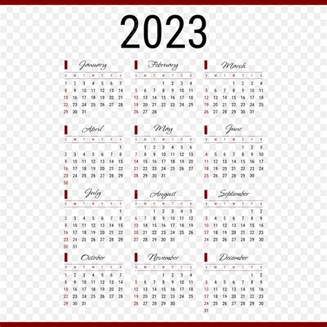 2023 Year Calendar Vector Hd Images Year Of 2023 Simple Calendar With