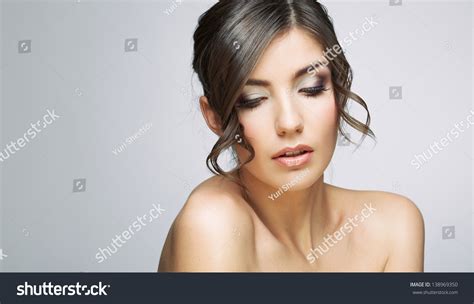 Beautiful Woman Portrait Nude Shoulders Female Stock Photo