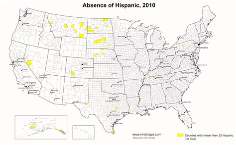 counties of the united states with fewer than 25 hispanic american residents 2010 2014 [