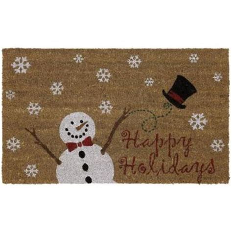 New 29 X 17 Holiday Snowman Christmas Coir Doormat Handmade Welcome