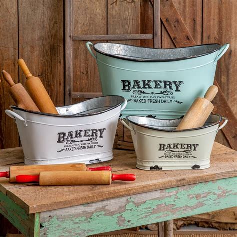 Farmhouse Bakery Bins Large 22” Set Of Three Ctw Home Collection In