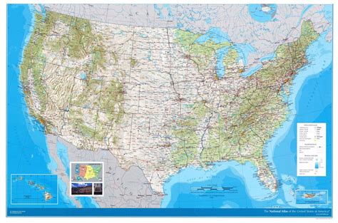 Large Detailed Road And Topographical Map Of The Usa Usa Maps Of