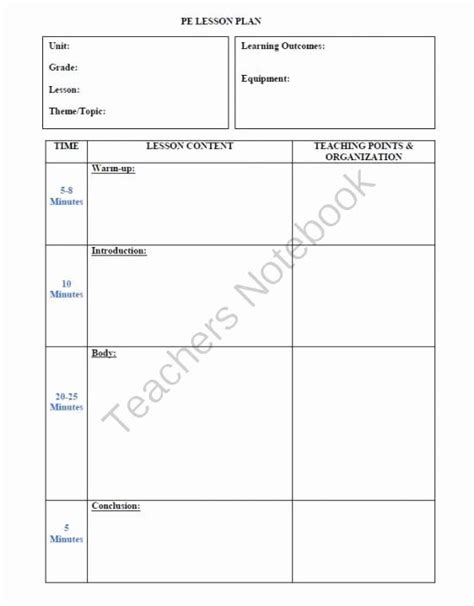 Pe Lesson Plan Template Blank Elegant Pe Lesson Plan Template From