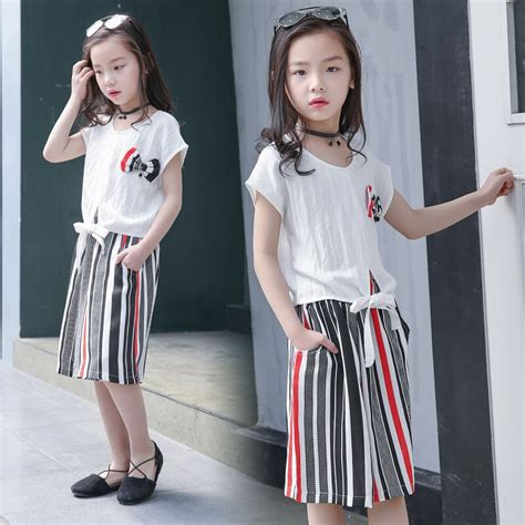 Girls Clothing Sets 2018 New Arrival Summer O Neck Solid Kids Clothing