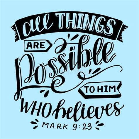 Hand Lettering All Things Are Possible To Him Who Believes Stock