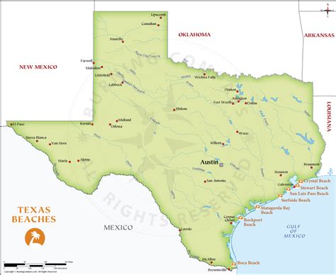 Texas Beach Map Texas Beaches