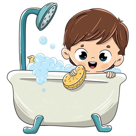 Child Bathing In The Bathtub With Foam Premium Vector Freepik
