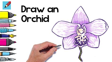 How To Draw An Orchid Flower Real Easy Youtube