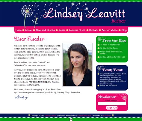 website design  ya author lindsey leavitt swank web