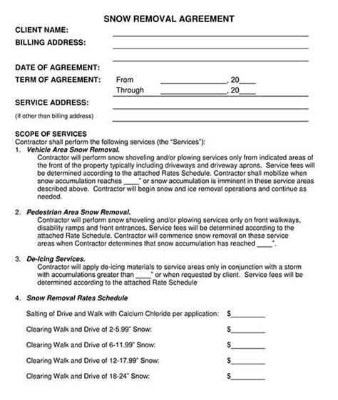 Free Snow Removal Contract Templates Word Pdf