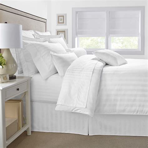 Thread count is a term that describes the number of threads within an inch of the fabric. 500-Thread-Count Damask Stripe Reversible Comforter Set ...