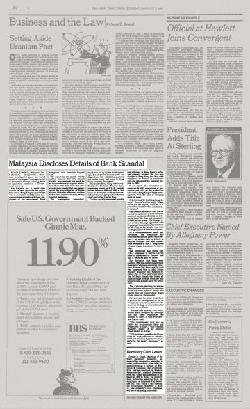 Malaysia Discloses Details Of Bank Scandal The New York Times