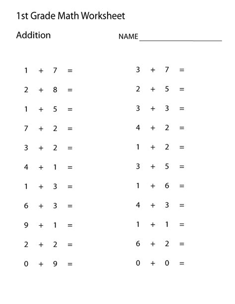 Free Printable 1st Grade Math Worksheets Addition In Pdf 1st Grade