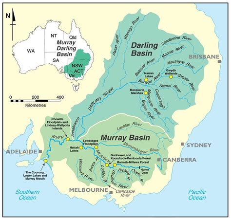 Location Of The Murray Darling Basin Within Australia Showing The Major