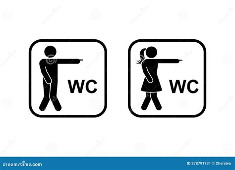 Public Toilet Man Woman Finger Pointing Direction Access Icon Vector