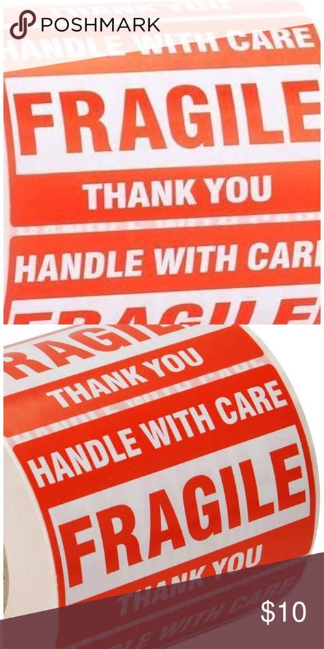 50 Fragile Shipping Labels 2”x3” Handle With Care Shipping Labels