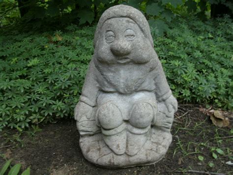 Vtg Cement 15 Dwarf Dopey Garden Art Gnome Statue