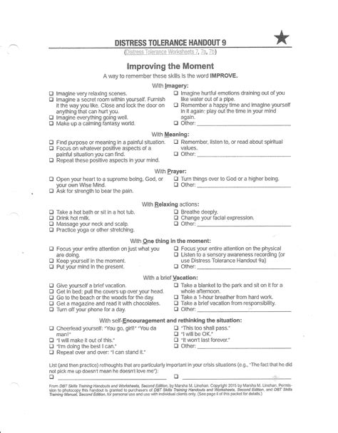 Improve The Moment Dbt Worksheets