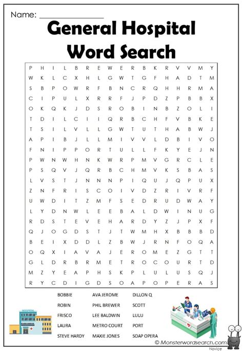 General Hospital Word Search Free Printable Word Searches General