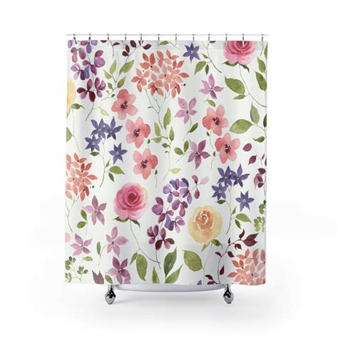 Yellow And Pink Roses Shower Curtain Floral Shower Curtain Etsy