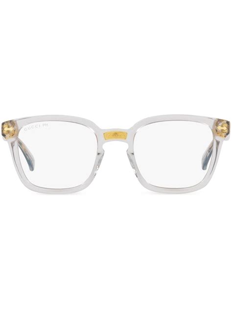 gucci eyewear gc001837 gold trim optical glasses farfetch