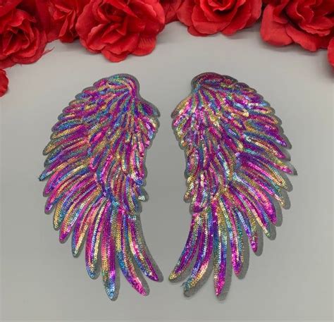 105” New Arrival 2pc Pair Of Sequin Colorful Angel Wings Wings Patch
