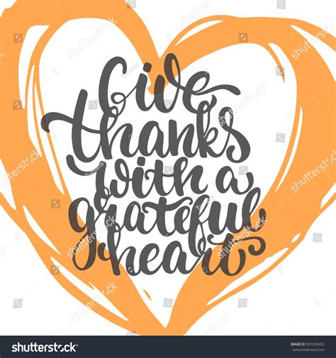 Give Thanks Grateful Heart Thanksgiving Day Vector De Stock Libre De