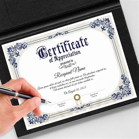 Editable Certificate Of Appreciation Template Printable Etsy