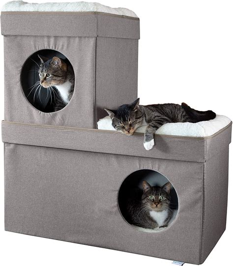 Kitty City Large Stackable Tan Cat Condo Cat Cube Cat House Pop Up