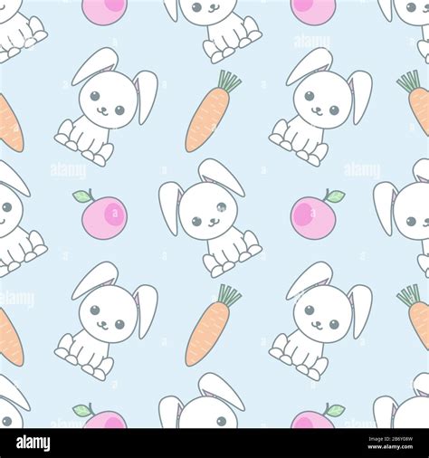 Cute Seamless Pattern With Cartoon Funny Rabbits Childish Background