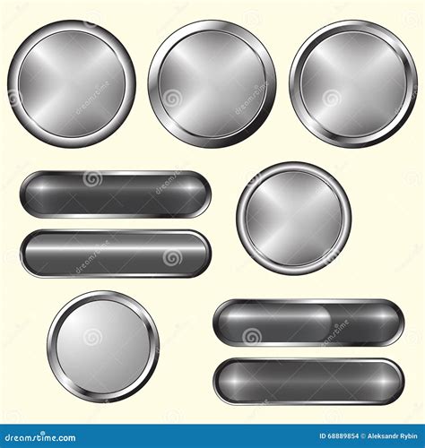 Set Of Blank Grey Buttons Stock Vector Illustration Of Blank 68889854