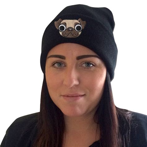 Cute Pug Beanie Pug Hat T For Her Him Embroidered Etsy
