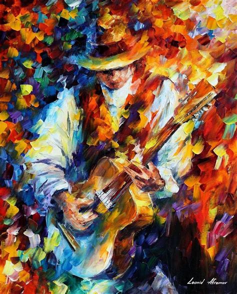 Sing My Old Guitar — Palette Knife Oil Painting On Canvas By Leonid