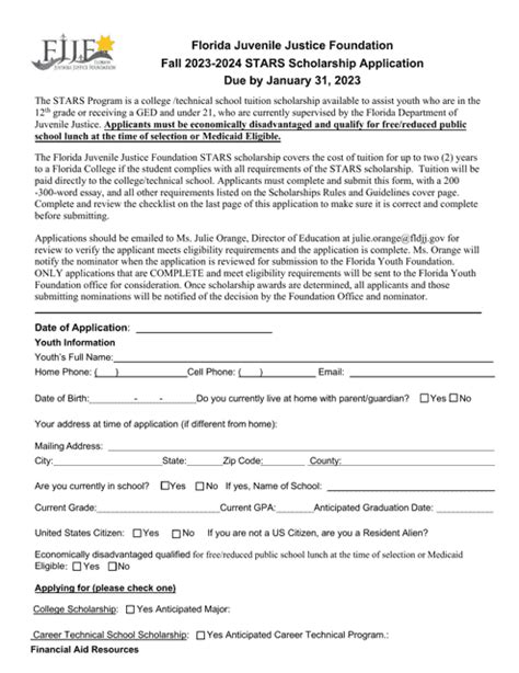 2024 Florida Stars Scholarship Application - Fill Out, Sign Online and