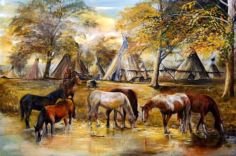 Native American Village Paintings