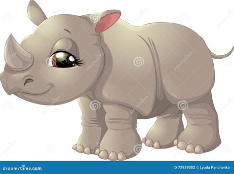 Cute Baby Rhinoceros Sitting Stock Vector Illustration Of Character