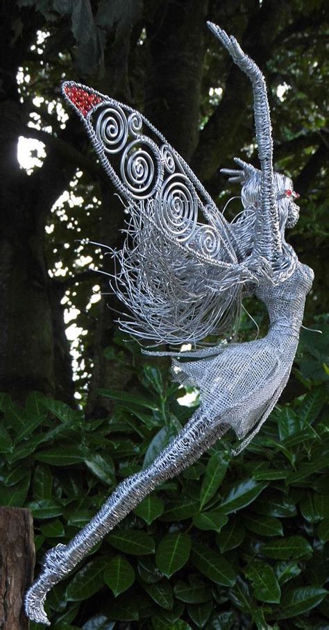 Fairy Taking Flight Wire Art Sculpture Chicken Wire Art Garden Art