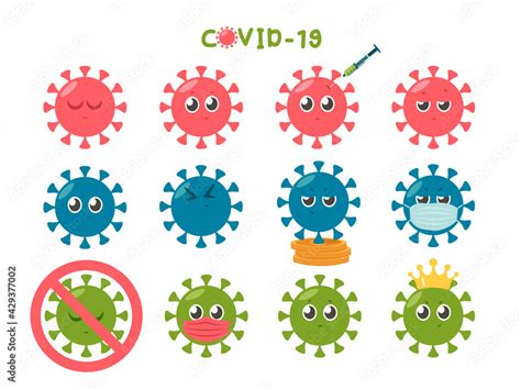 Covid19 Corona Virus Emojis Vector Set Coronavirus Emoji With Emotions