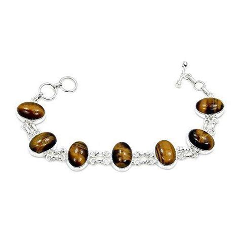 Sterling Silver Tiger S Eye Bracelet Adjustable From 6 5 7 Tiger