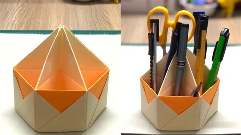 How To Make Paper Pen Standholder Hexagonal Paper Pen Pencil Holder