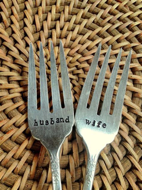 Husband And Wife Wedding Cake Fork Set Stamped Forks For Your Wedding