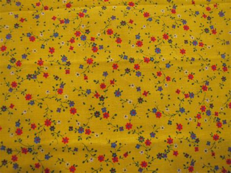 1970 S Yellow Calico Fabric Piece 3 Plus Yards Calico Ditsy Yellow