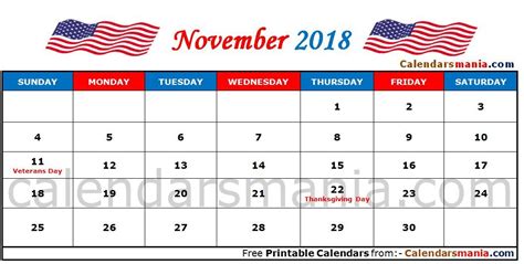 November 2018 Calendar Usa Calendar Usa November Calendar Calendar
