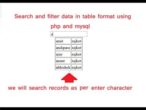 Search And Filter Data In Html Table Using Php And Mysql YouTube