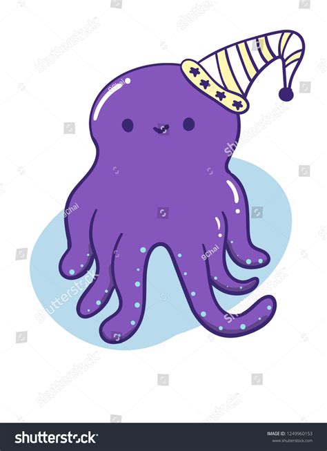 Happy Purple Octopus Cartoon Vector Illustration Stock Vector Royalty