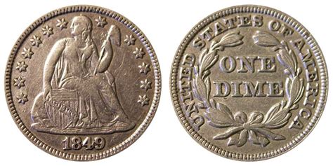 A mistake at the denver and philadelphia mints in 1942 produced liberty dimes marked with a 1942/1 overdate worth more than $300 in good condition and up to $1,400 in uncirculated condition. 1849 P Seated Liberty Dimes: Value and Prices